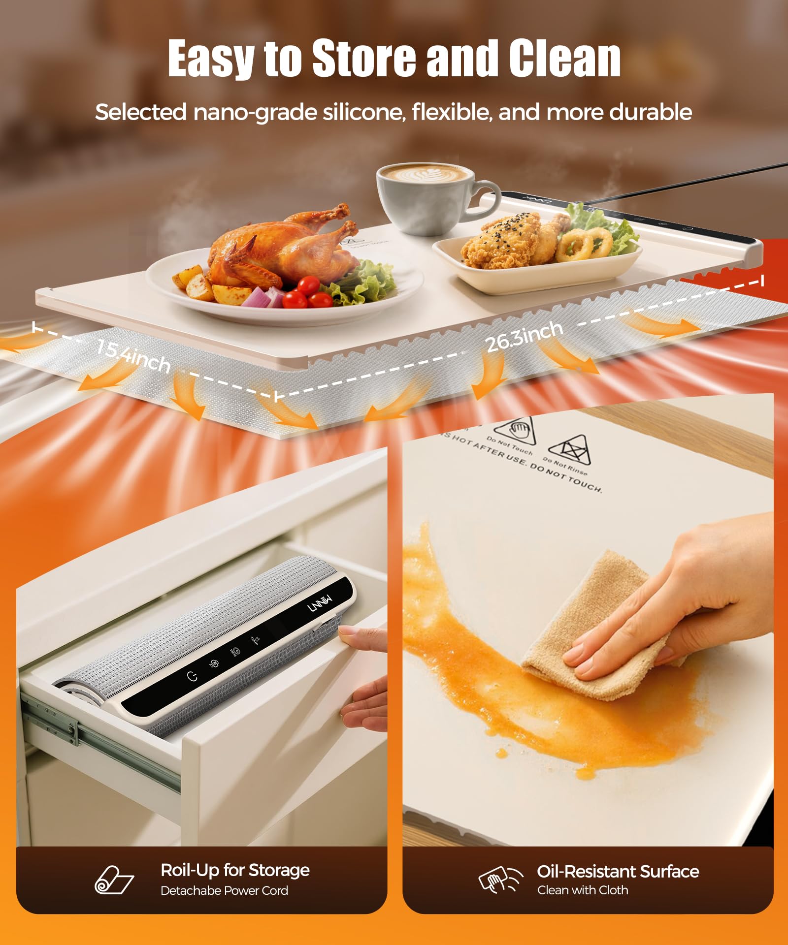 LNNIW esterilla sosteniendo varios platos para mantener la comida caliente