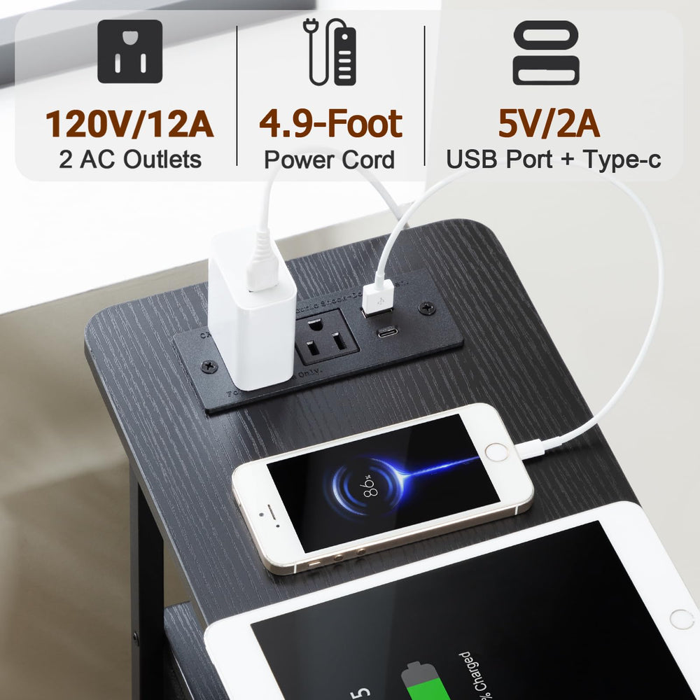 LOAKEKEL puerto USB Type-C y tomas AC visibles para carga rápida y accesible