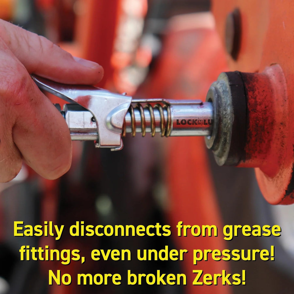 LockNLube held in hand to show size and ergonomic one-hand operation benefit