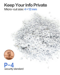 Locksworth micro-cut shredded particles close-up, improved document privacy benefit