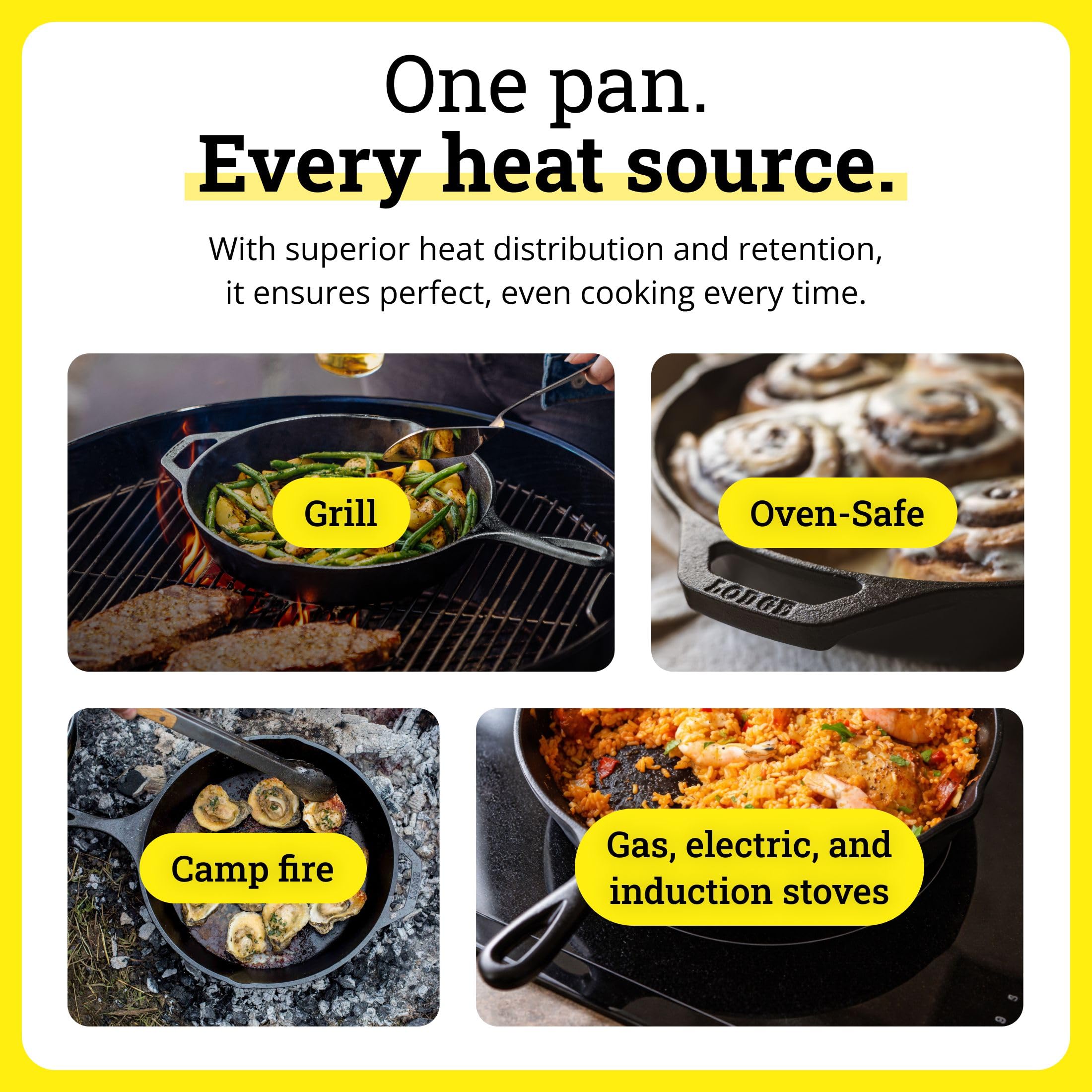 Lodge skillet roasting vegetables in oven for even browning and versatility