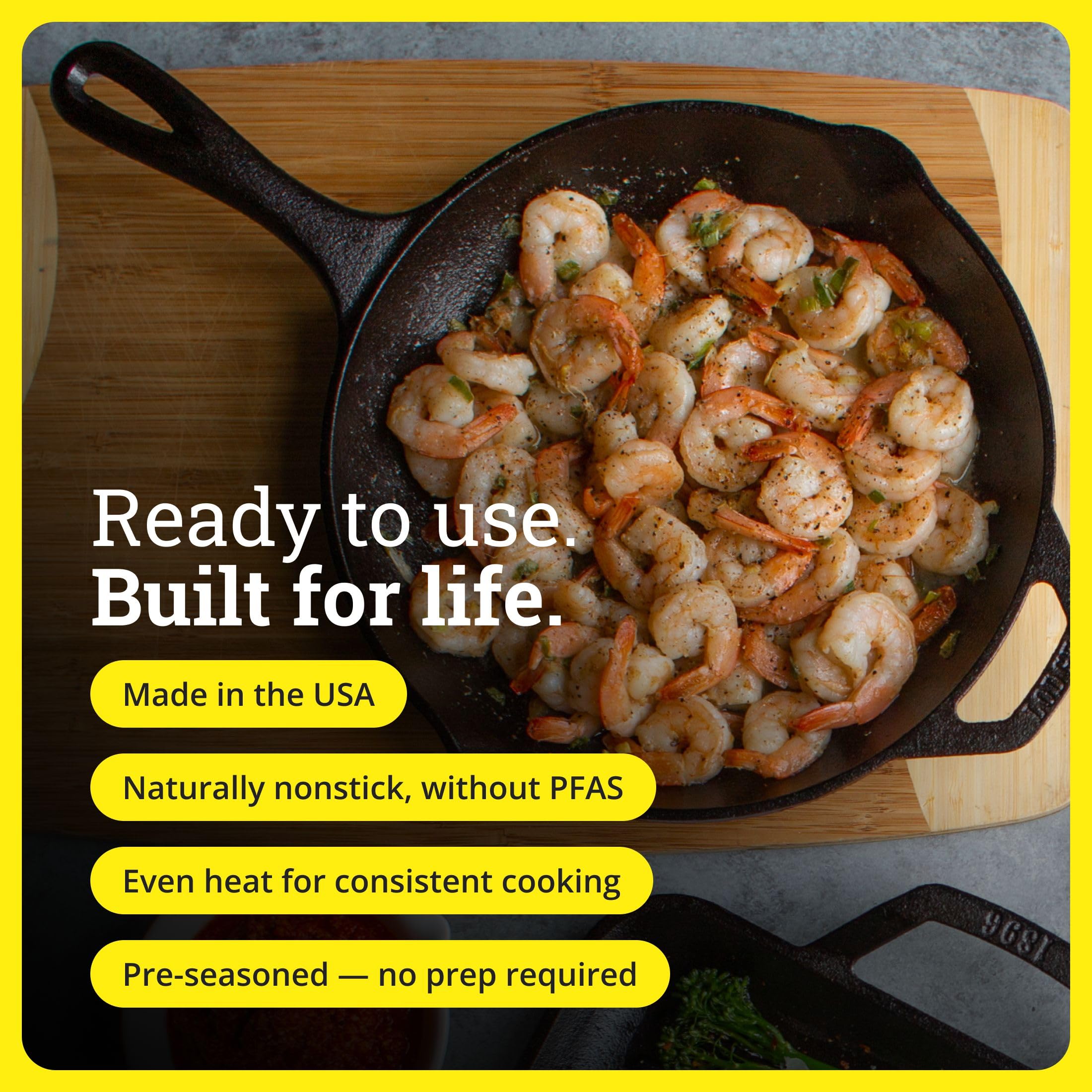 Lodge seasoned cooking surface texture for improved non-stick performance