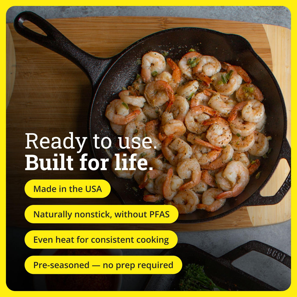 Lodge seasoned cooking surface texture for improved non-stick performance