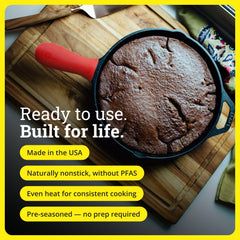 Lodge skillet baking frittata in oven demonstrating oven-safe versatility