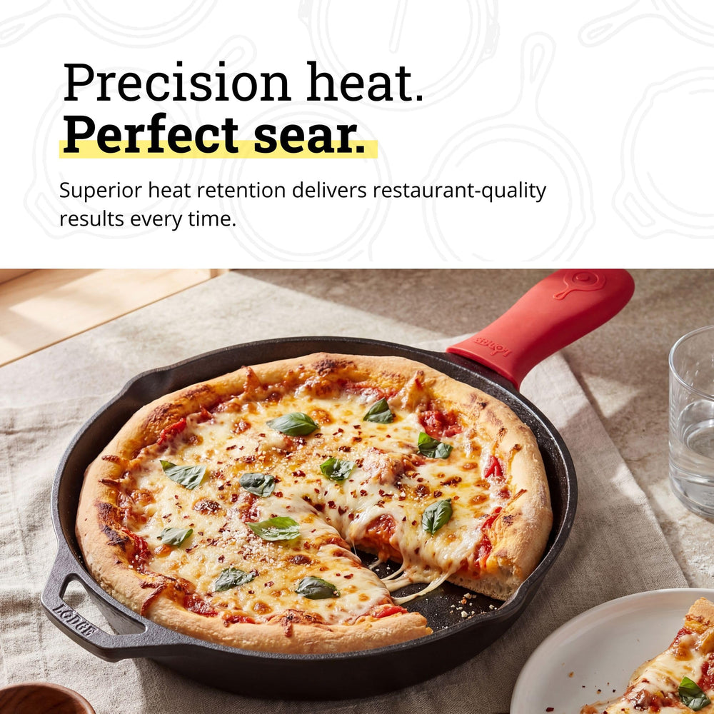 Lodge skillet searing steak on stovetop for superior crust development
