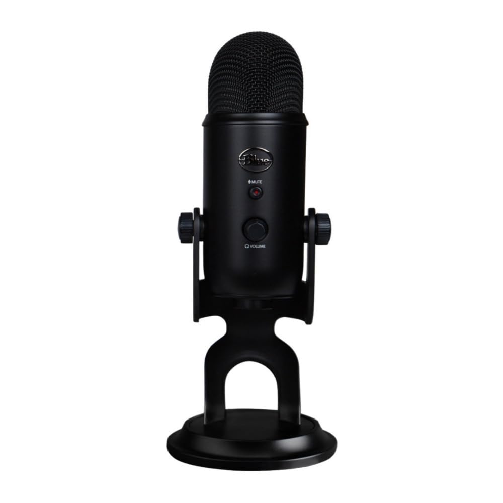 Logitech G Yeti panel de controles con botones de ganancia y mute, manejo rápido