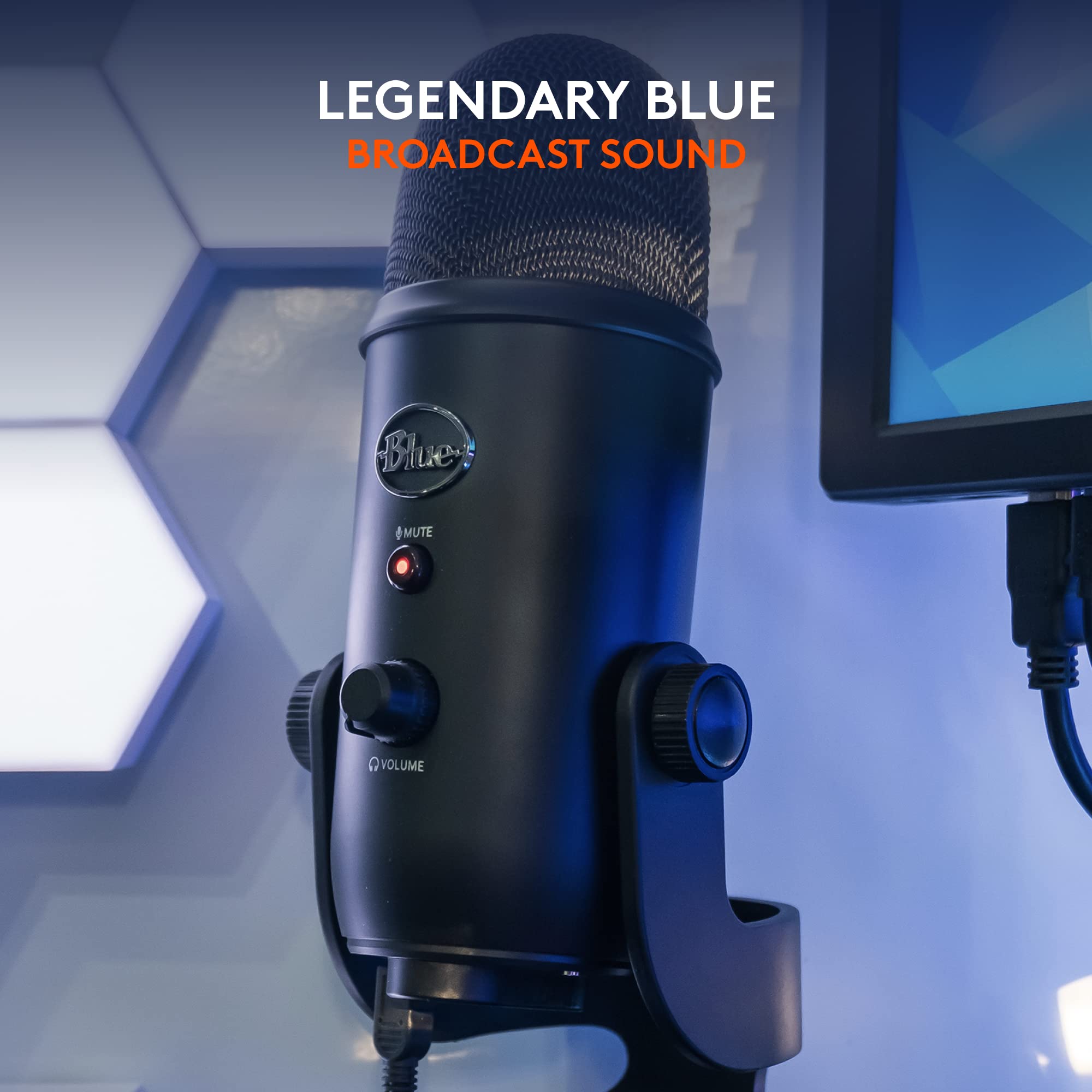 Logitech G Yeti en escritorio durante streaming, rendimiento estable en vivo
