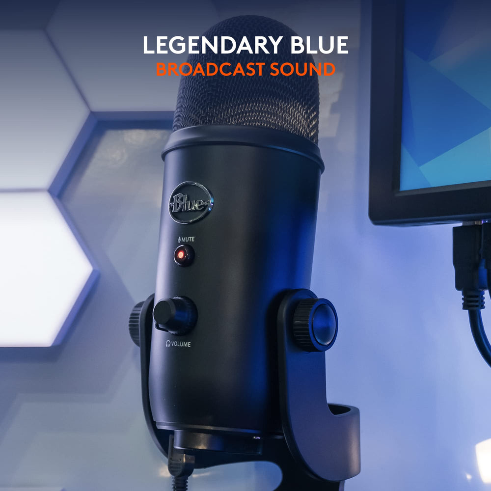 Logitech G Yeti en escritorio durante streaming, rendimiento estable en vivo