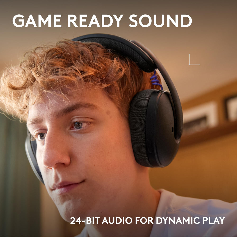 Logitech G325 side profile highlighting adjustable arms and fit benefit
