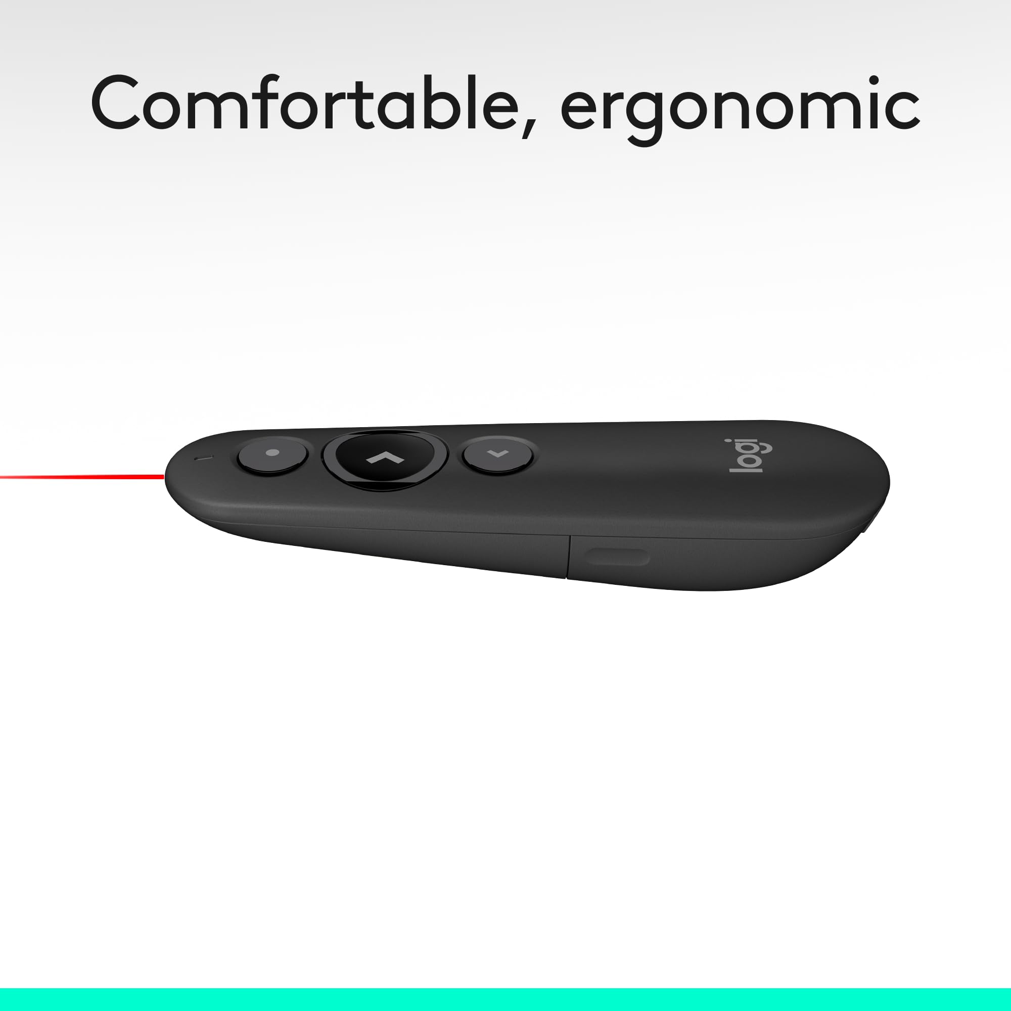 Logitech R500s en mano de presentador resaltando control y confianza