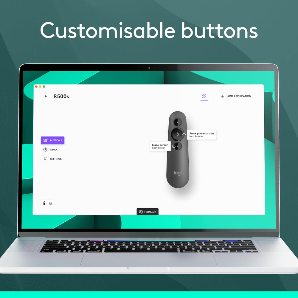Logitech R500s textura del cuerpo que ofrece agarre cómodo y profesional