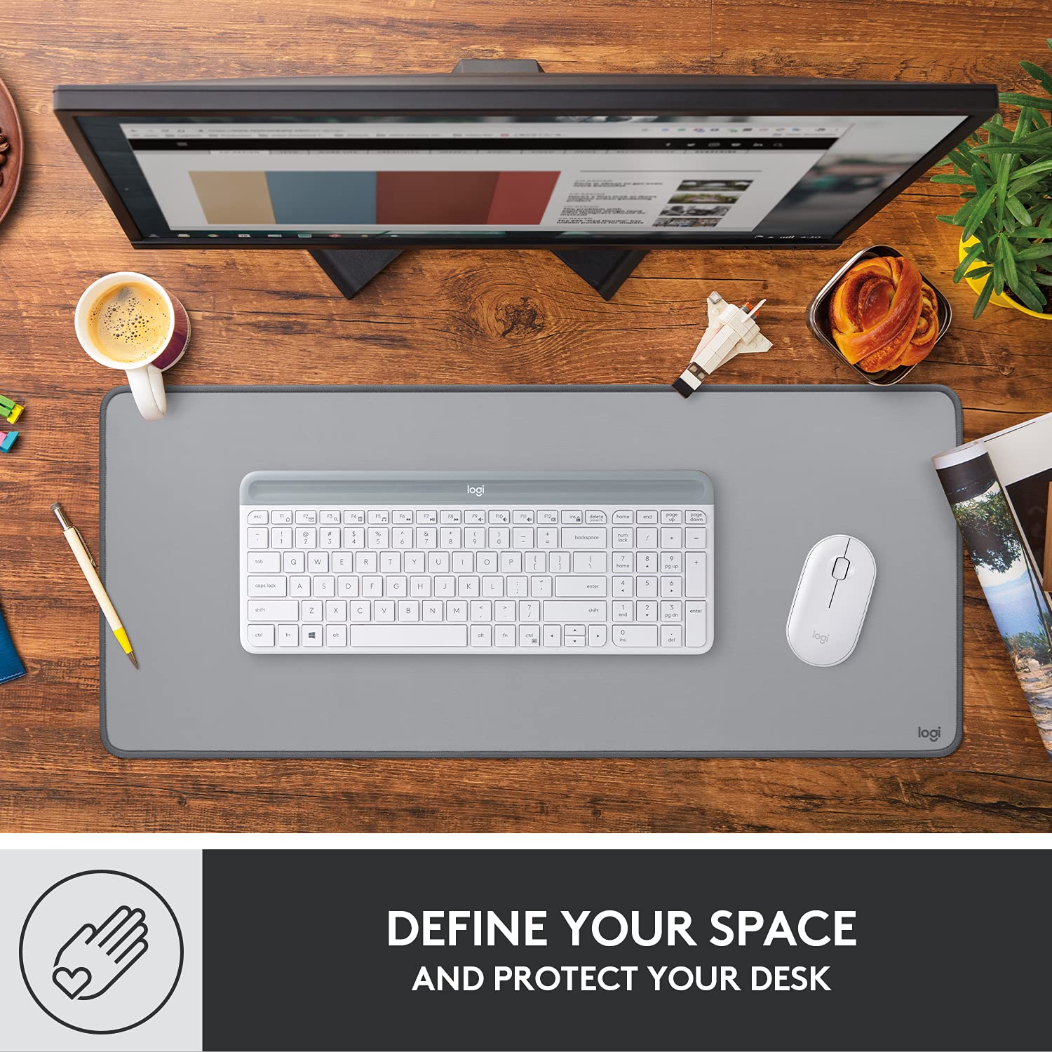 Logitech Desk Mat detalle del tejido, deslizamiento suave para ratón