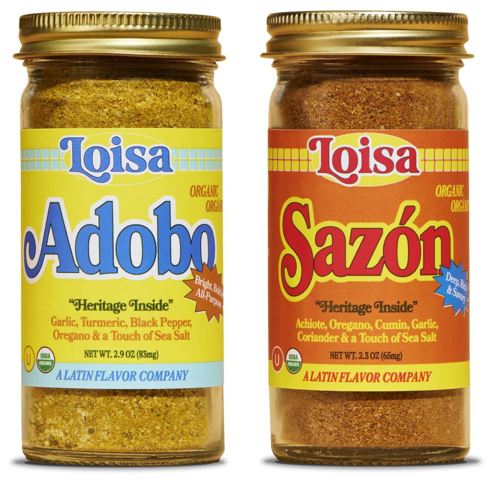 Loisa frascos frontales del dúo mostrando el empaque y el beneficio de ingredientes orgánicos