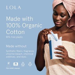 LOLA detalle del algodón orgánico que ilustra textura absorbente y natural