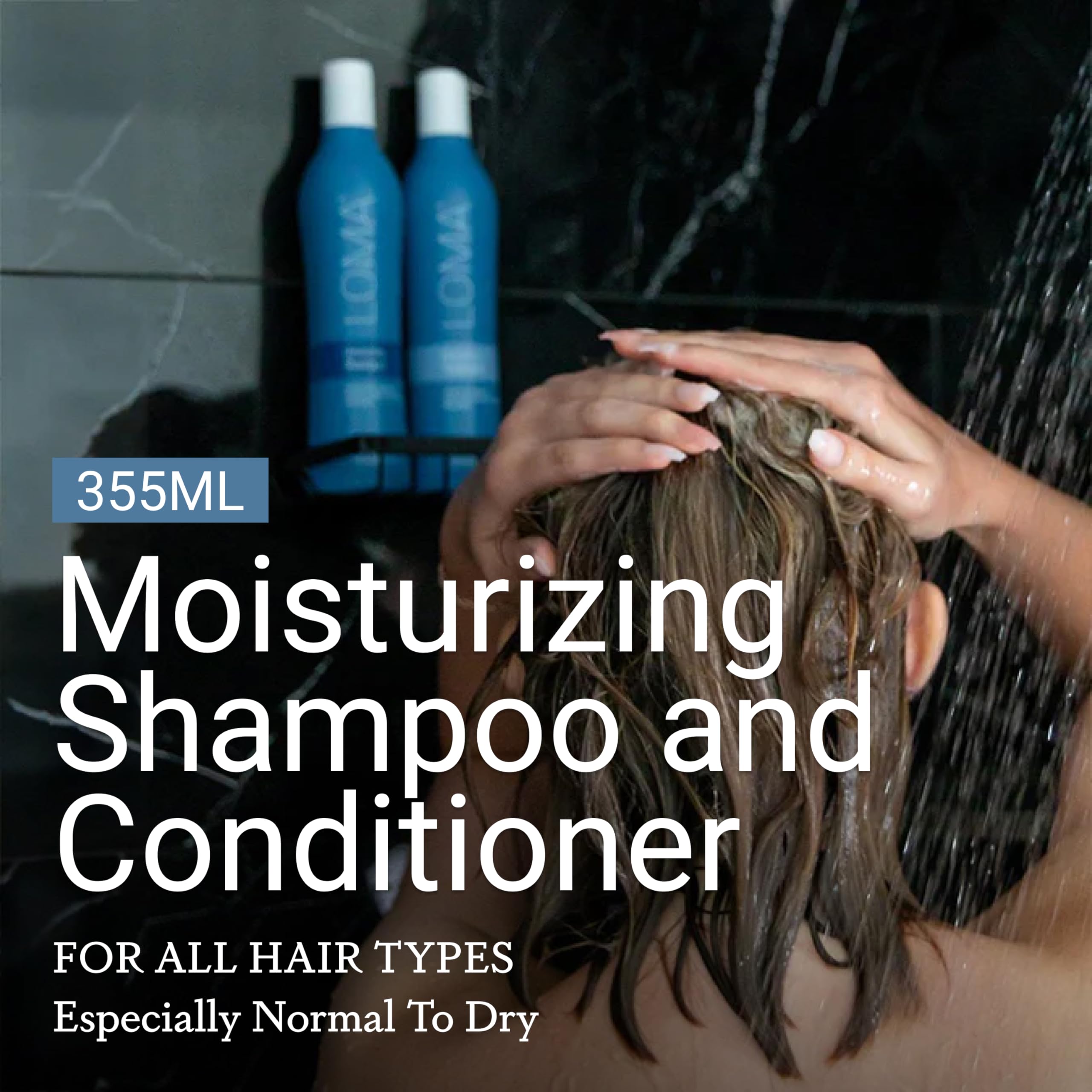 Loma textura del shampoo en gota mostrando hidratación ligera y brillo