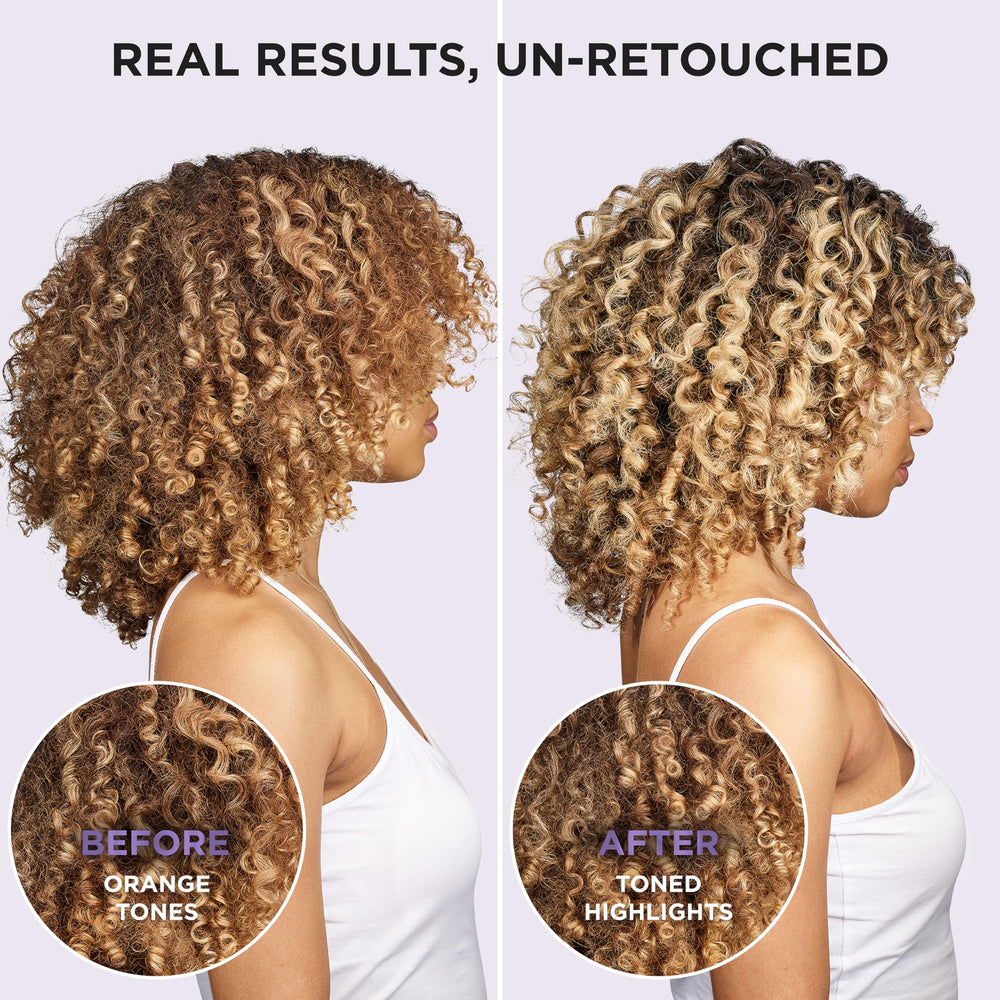 L'Oreal Paris EverPure modelo rubia mostrando brillo y tono frío