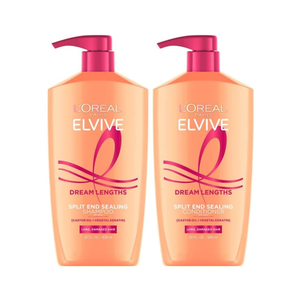 L'Oreal Paris frasco frontal del set muestra diseño y beneficio sellado de puntas