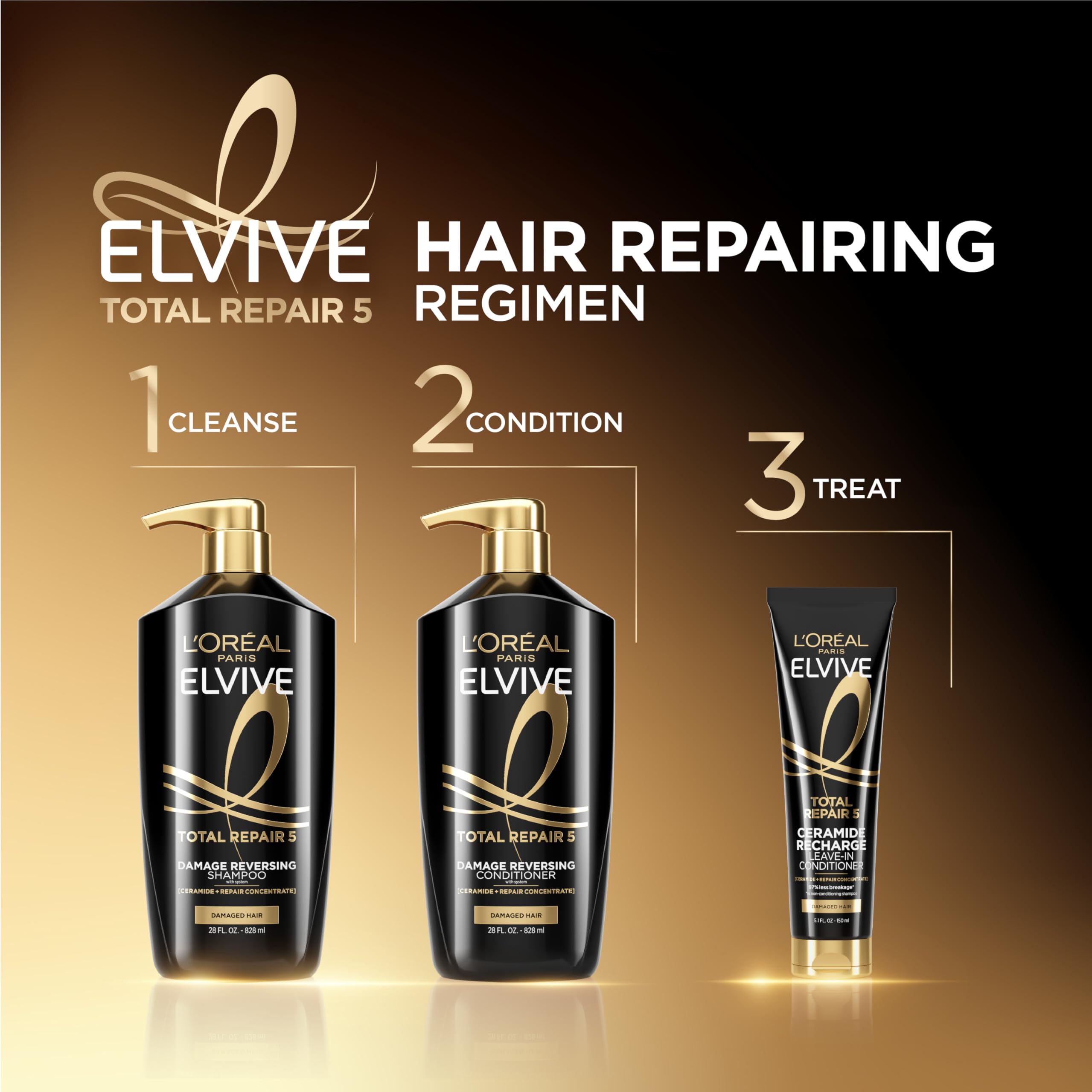 L'Oreal Paris cabello restaurado tras uso mostrando brillo y suavidad