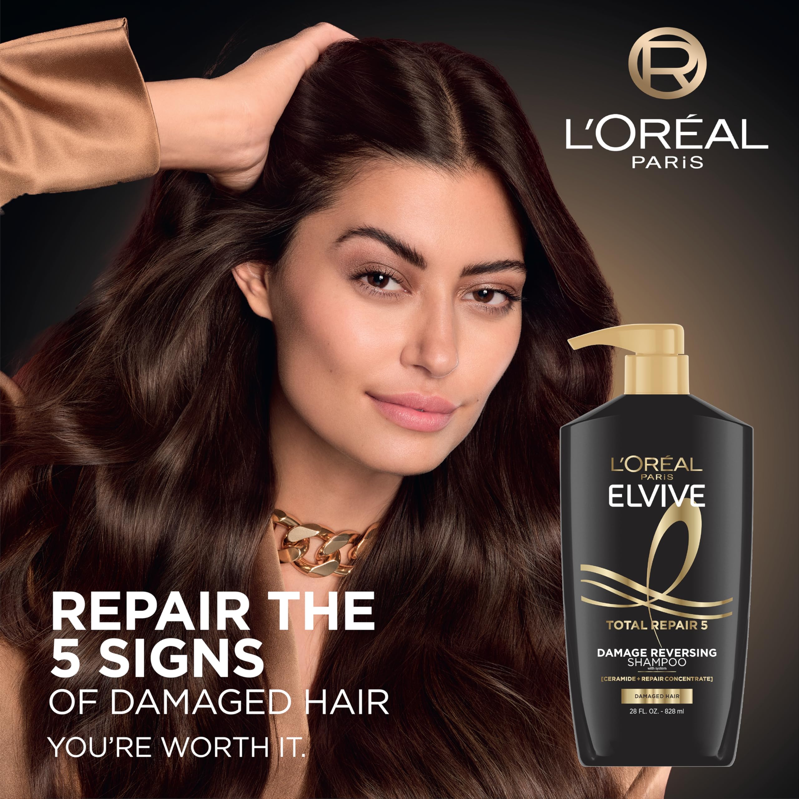 L'Oreal Paris detalle de etiqueta con ingredientes clave y beneficios