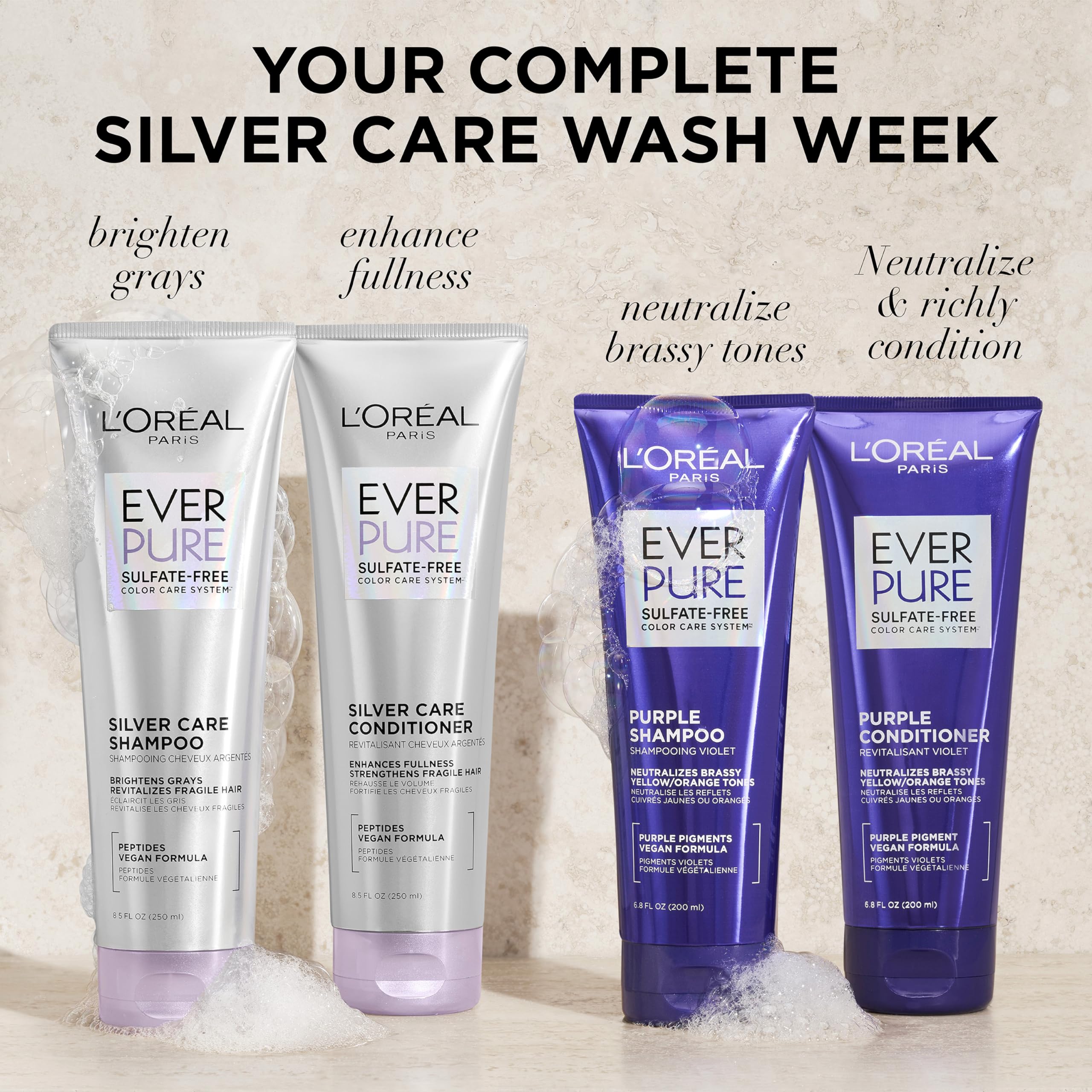 L'Oreal Paris EverPure comparación de tamaño para planificar uso doméstico