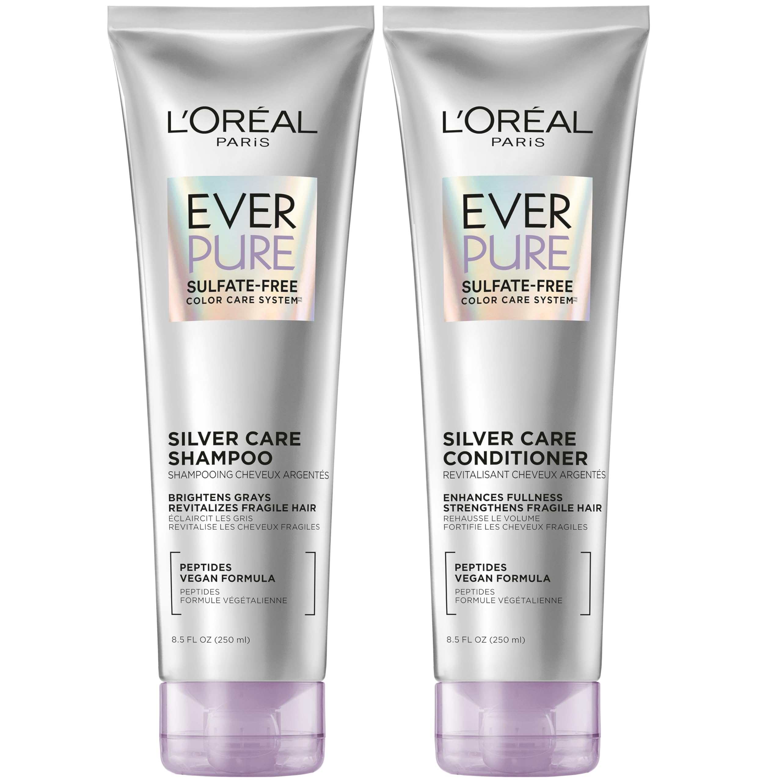 L'Oreal Paris EverPure envases frontales mostrando kit y beneficios brillo
