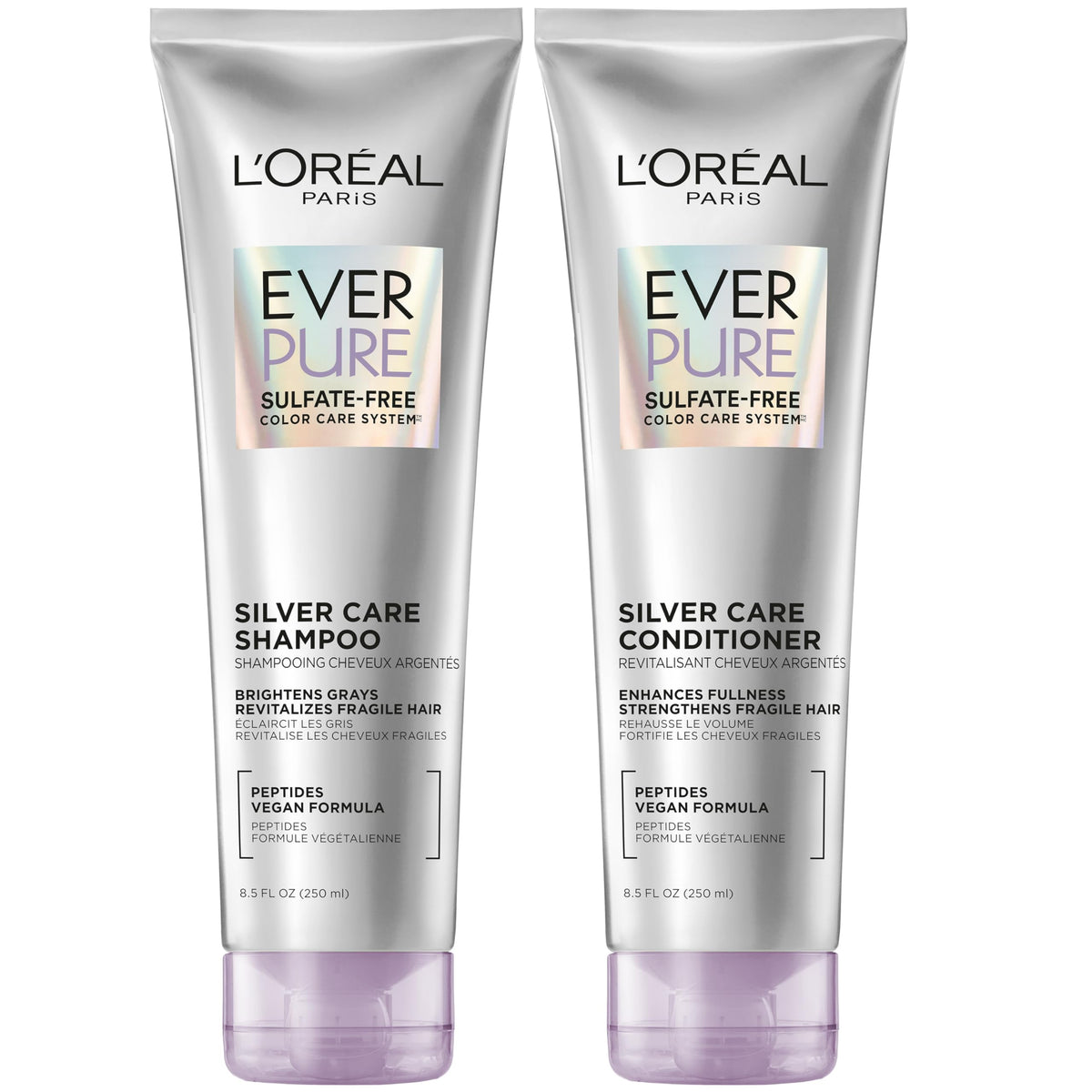 L'Oreal Paris EverPure envases frontales mostrando kit y beneficios brillo
