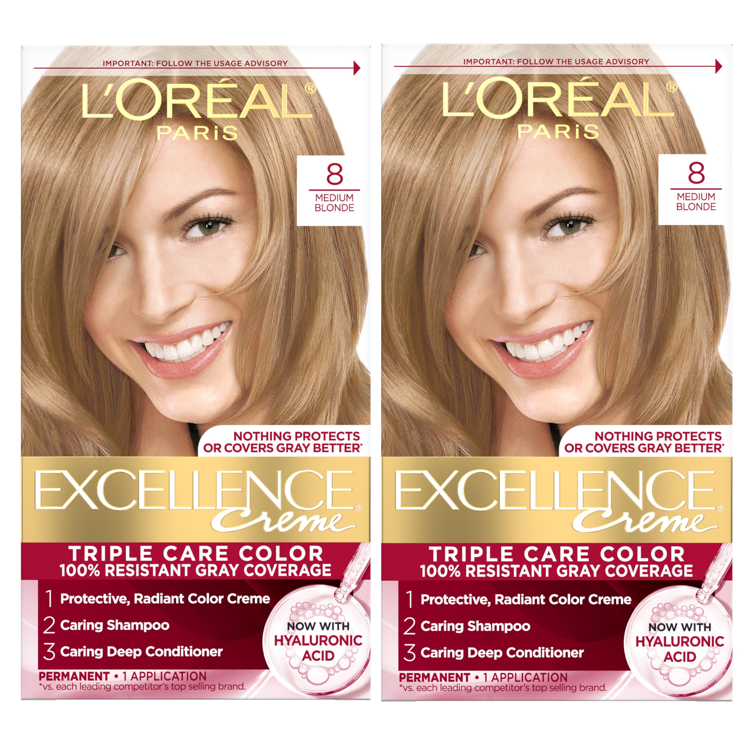 L'Oreal Paris empaque frontal del kit mostrando tono rubio medio y beneficios