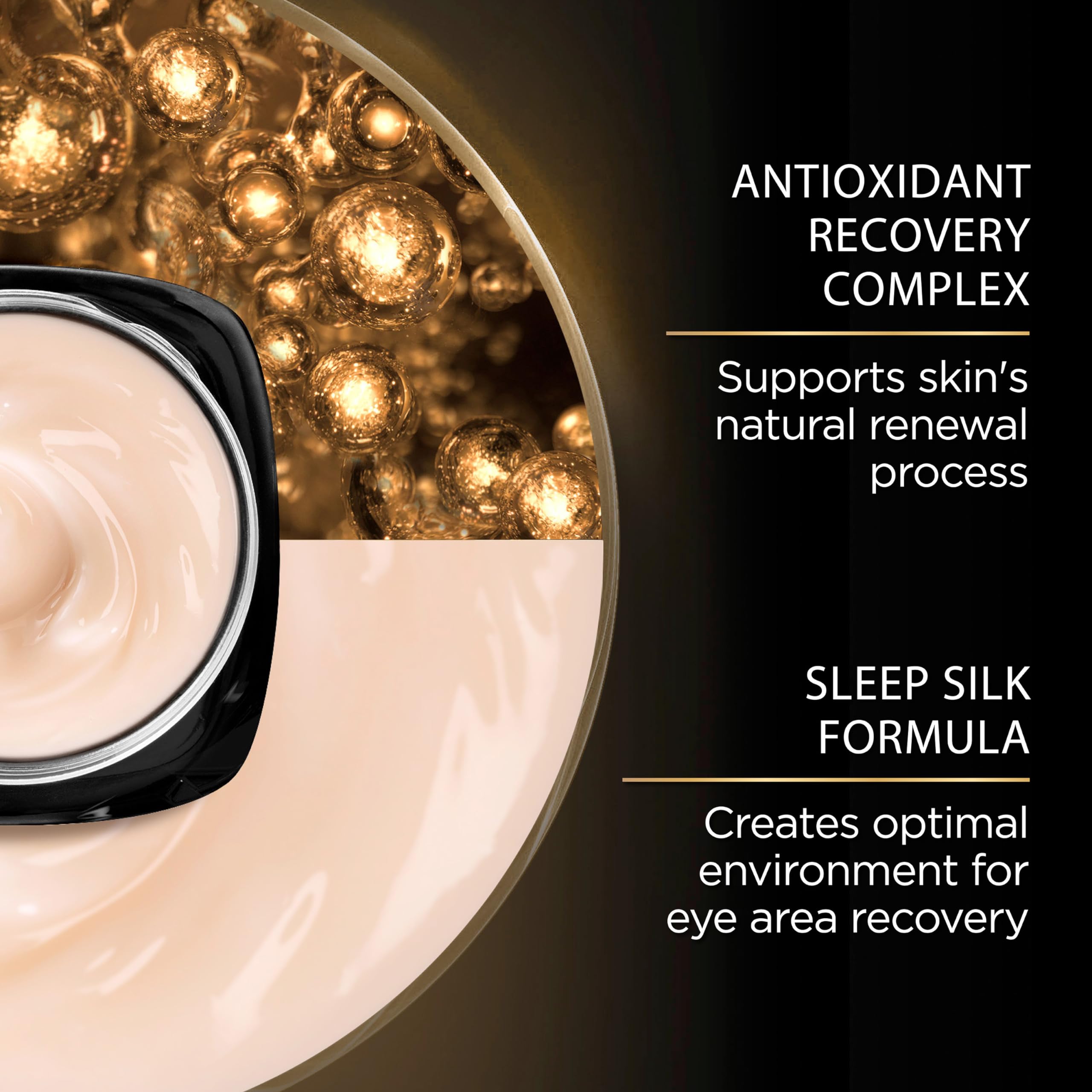 L'Oreal Paris aplicación nocturna en contorno de ojos mostrando confort restaurador