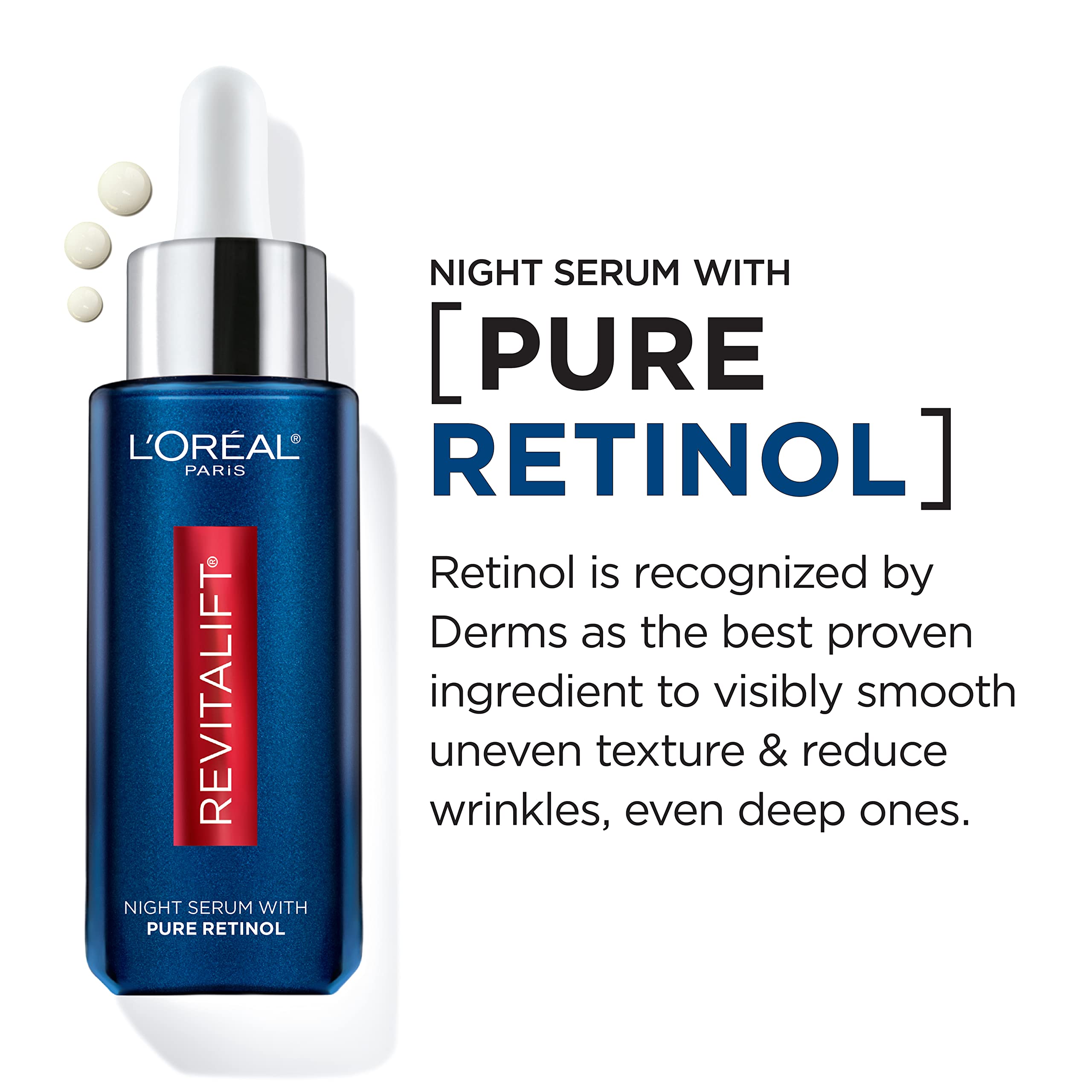 L'Oreal Paris aplicación nocturna del sérum en el rostro, mejora de textura