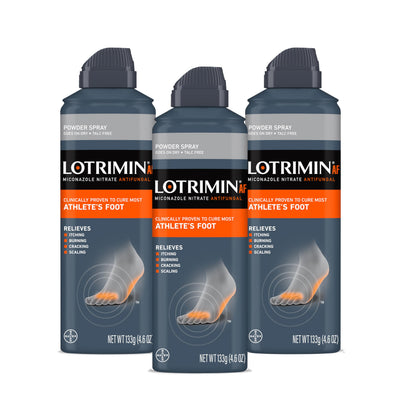 Lotrimin frontal pack de tres latas, alivio antifúngico rápido