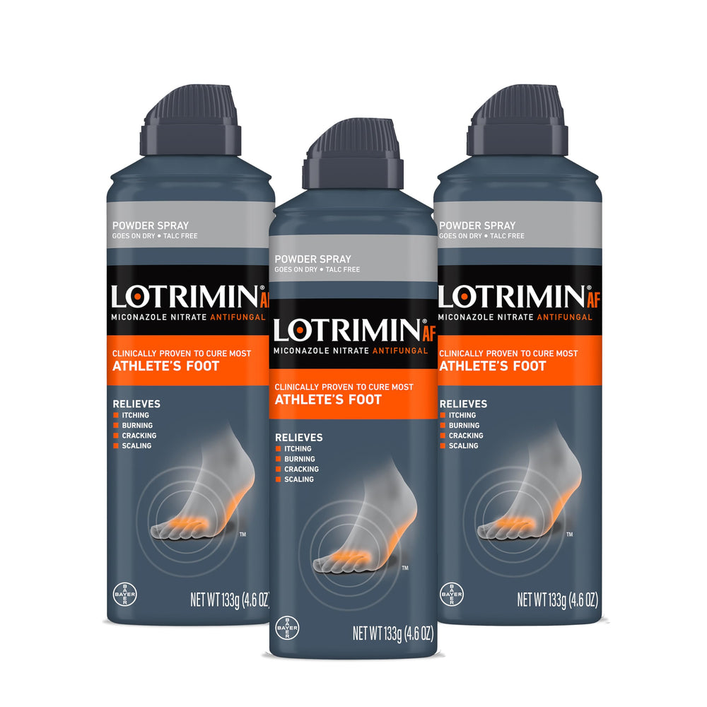 Lotrimin frontal pack de tres latas, alivio antifúngico rápido