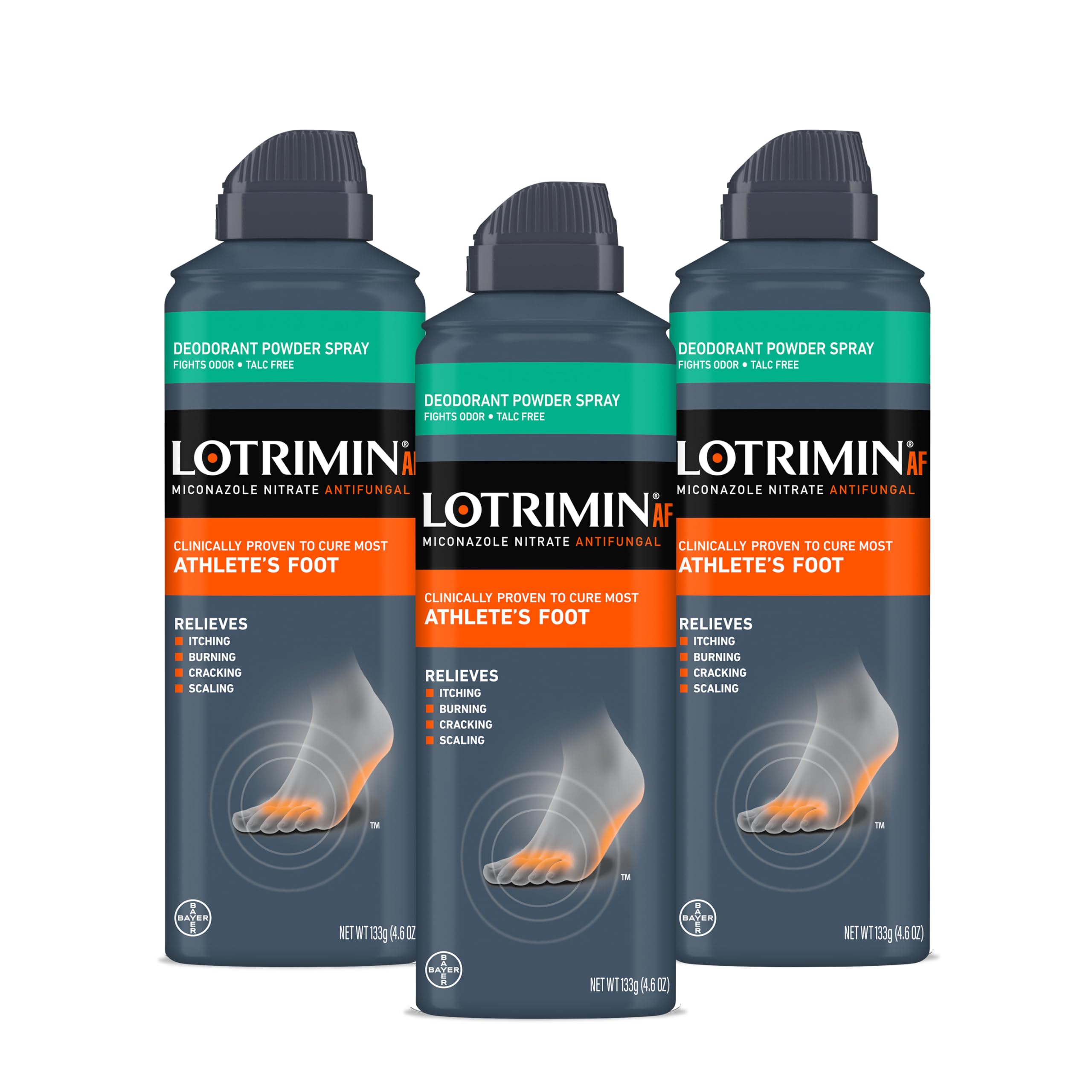 Lotrimin frente pack de tres latas, solución antifúngica práctica