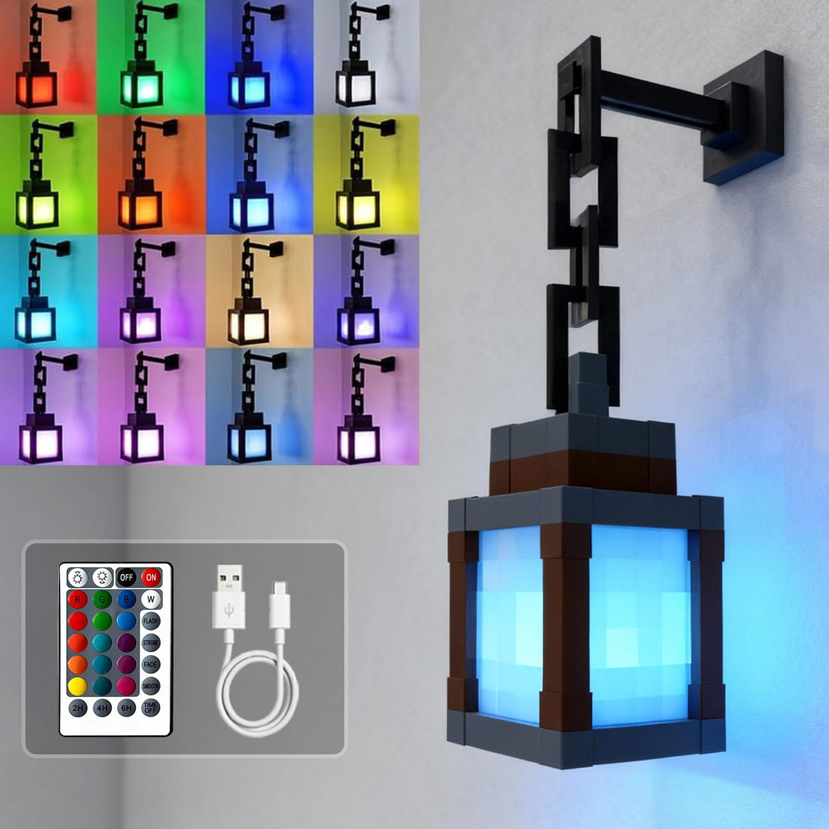 LOUHH vista frontal de la lámpara pixelada, iluminación decorativa inmediata