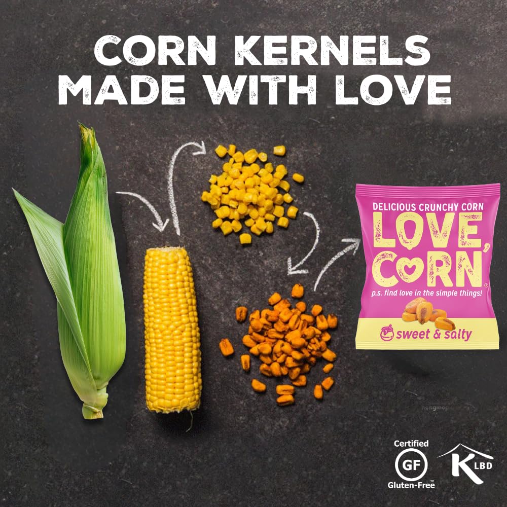 Love Corn snack servido en mesa familiar para merienda saludable