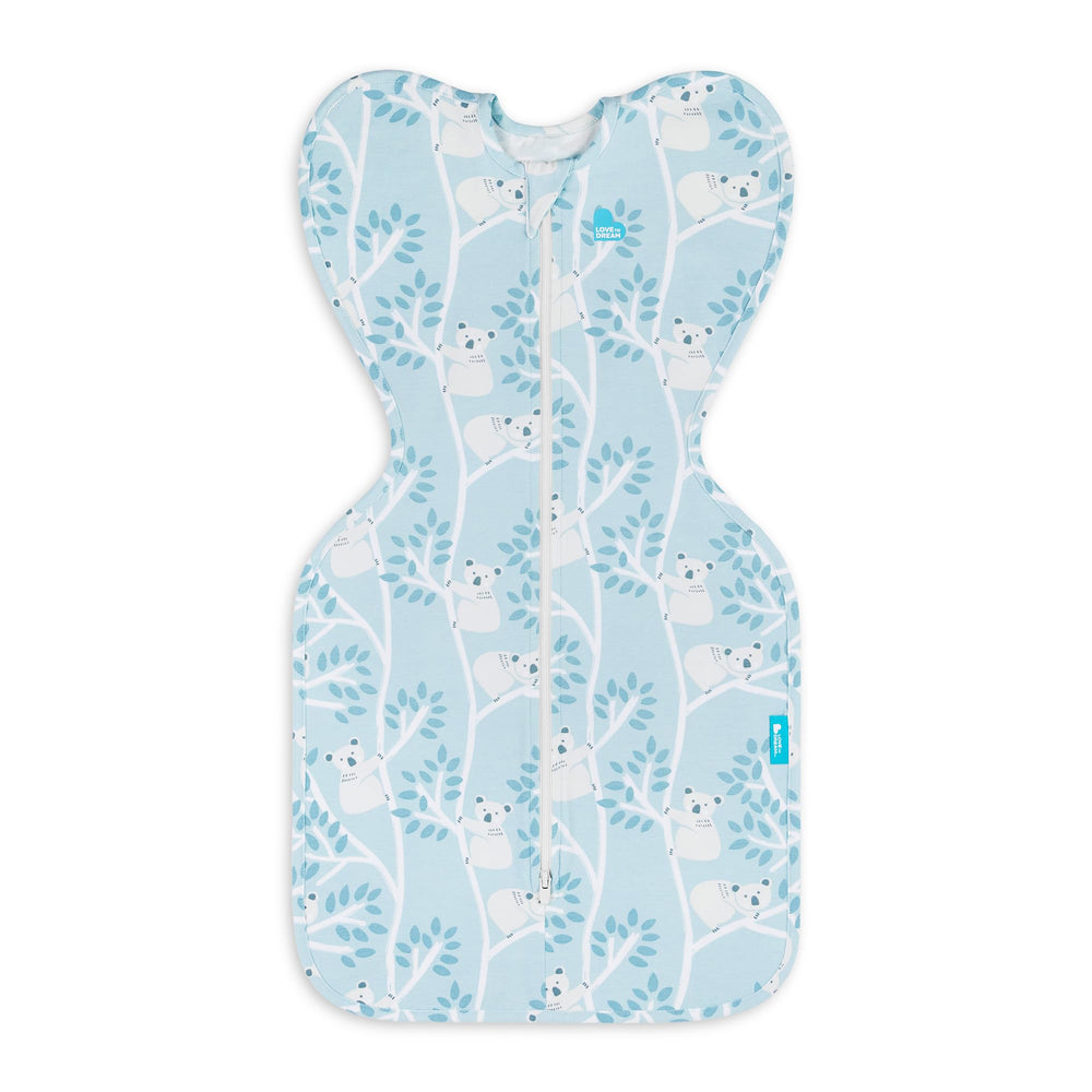 Love to Dream flatlay of Mini Koalas swaddle illustrating lightweight 1.0 TOG fabric