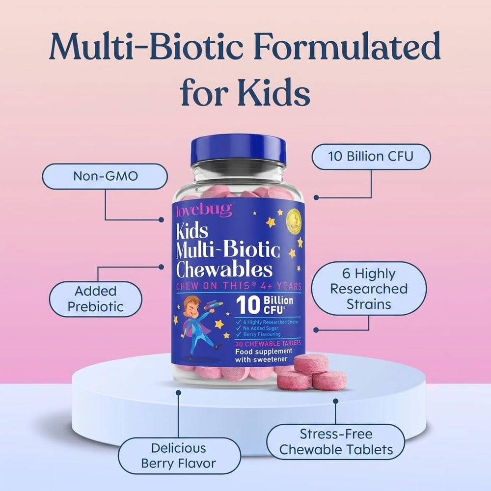 LOVEBUG chewable in a child's hand demonstrating size and dose