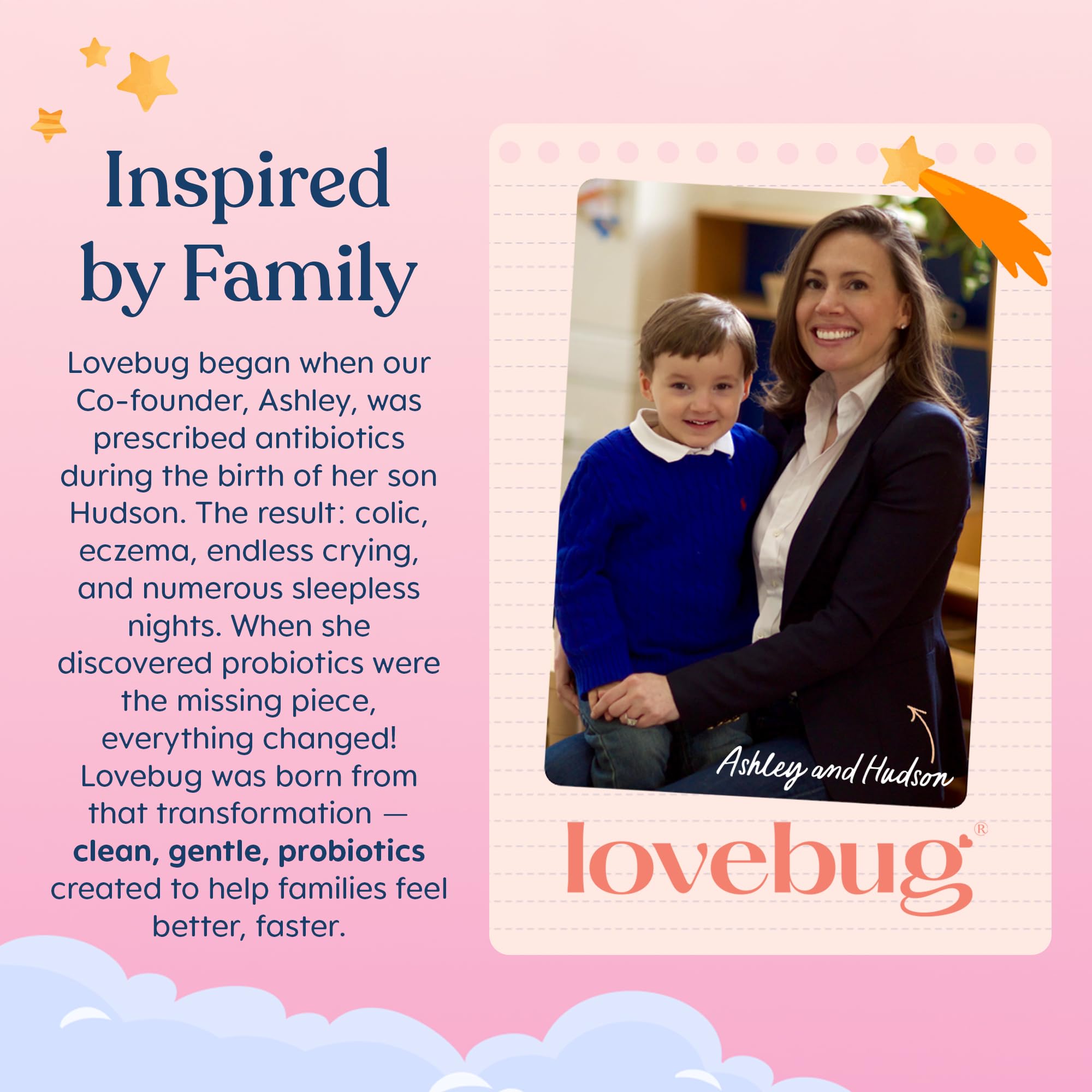LOVEBUG etiqueta nutricional con cepas listadas y transparencia