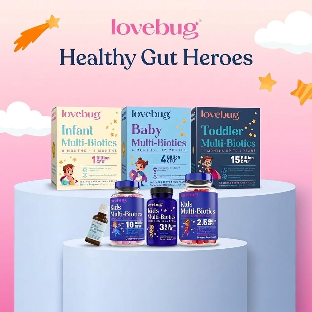 LOVEBUG travel bottle in backpack showing portable, shelf-stable benefit