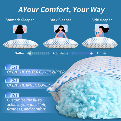 lovelyrest almohadas expandiéndose tras abrir paquete al vacío