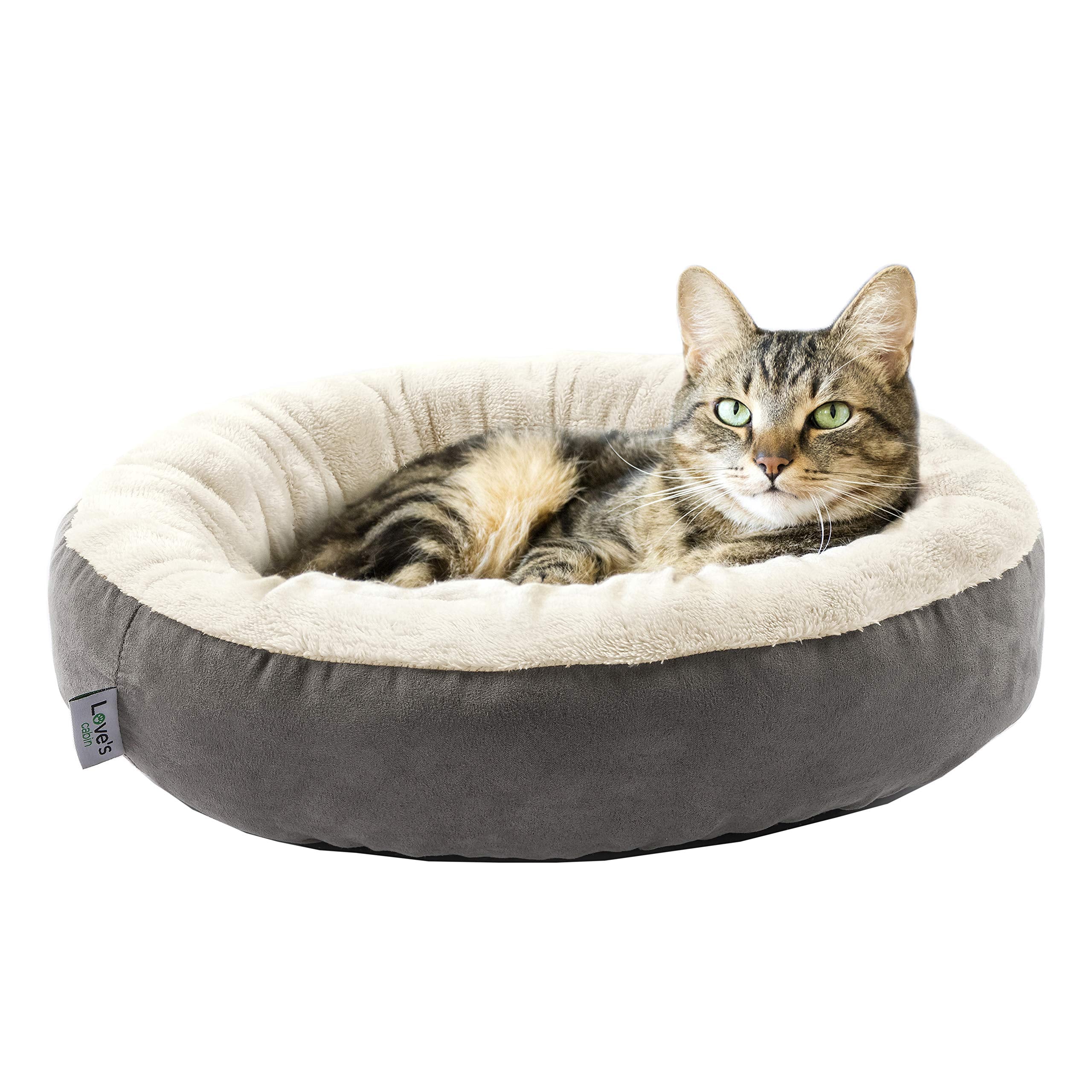 Love's cabin vista frontal de la cama donut mostrando confort y forma