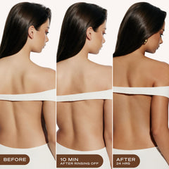 Loving Tan applied with mitt illustrating streak-free blending benefit