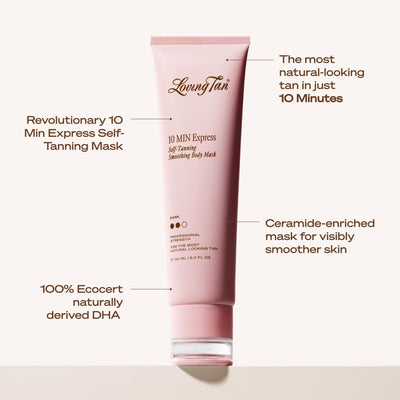 Loving Tan rinsing demonstration indicating easy water-only removal