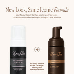 Loving Tan mousse textura en close-up que muestra espuma ligera y fácil extensión