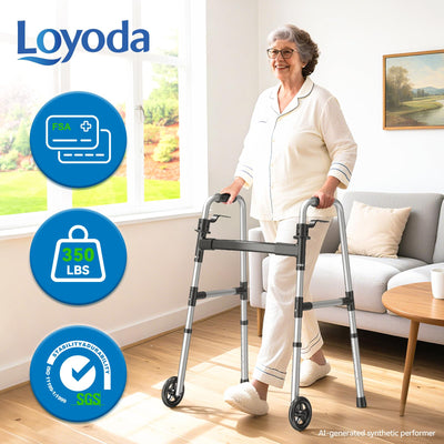 Loyoda walker folded compact for easy transport and space-saving storage