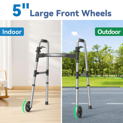 Height adjustment pins on Loyoda walker showing quick push-button customization