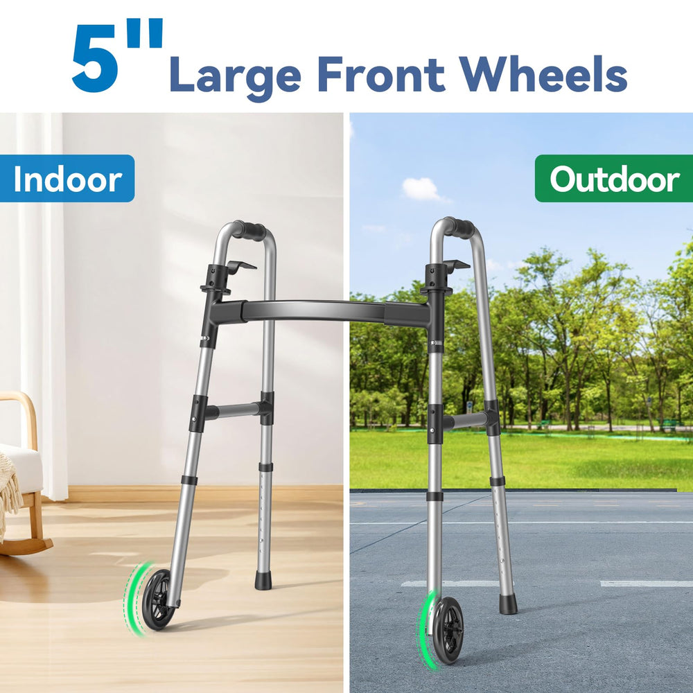 Height adjustment pins on Loyoda walker showing quick push-button customization
