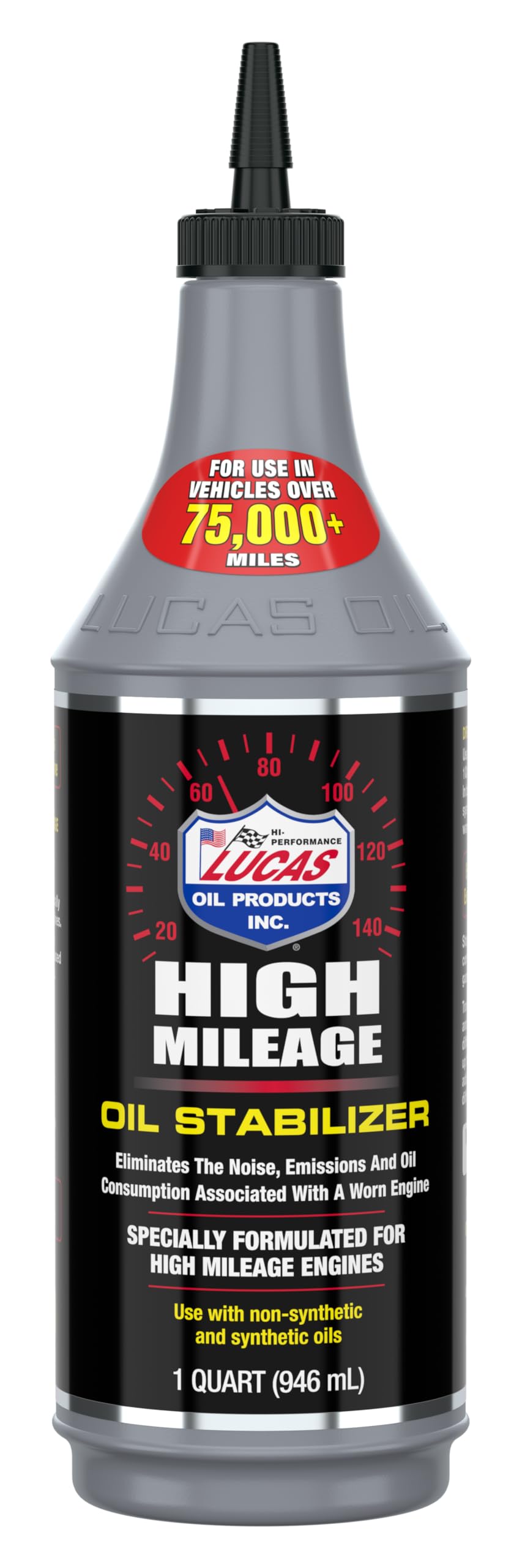 LUCAS OIL envase frontal mostrando etiqueta y uso práctico