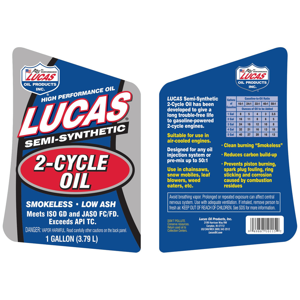 Lucas Oil etiqueta con especificaciones y normas, confianza en compatibilidad