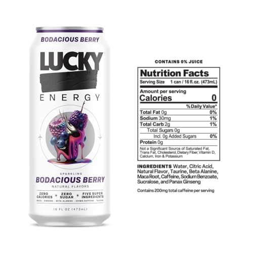 Lucky Energy detalle de lata con textura y acabado brillante