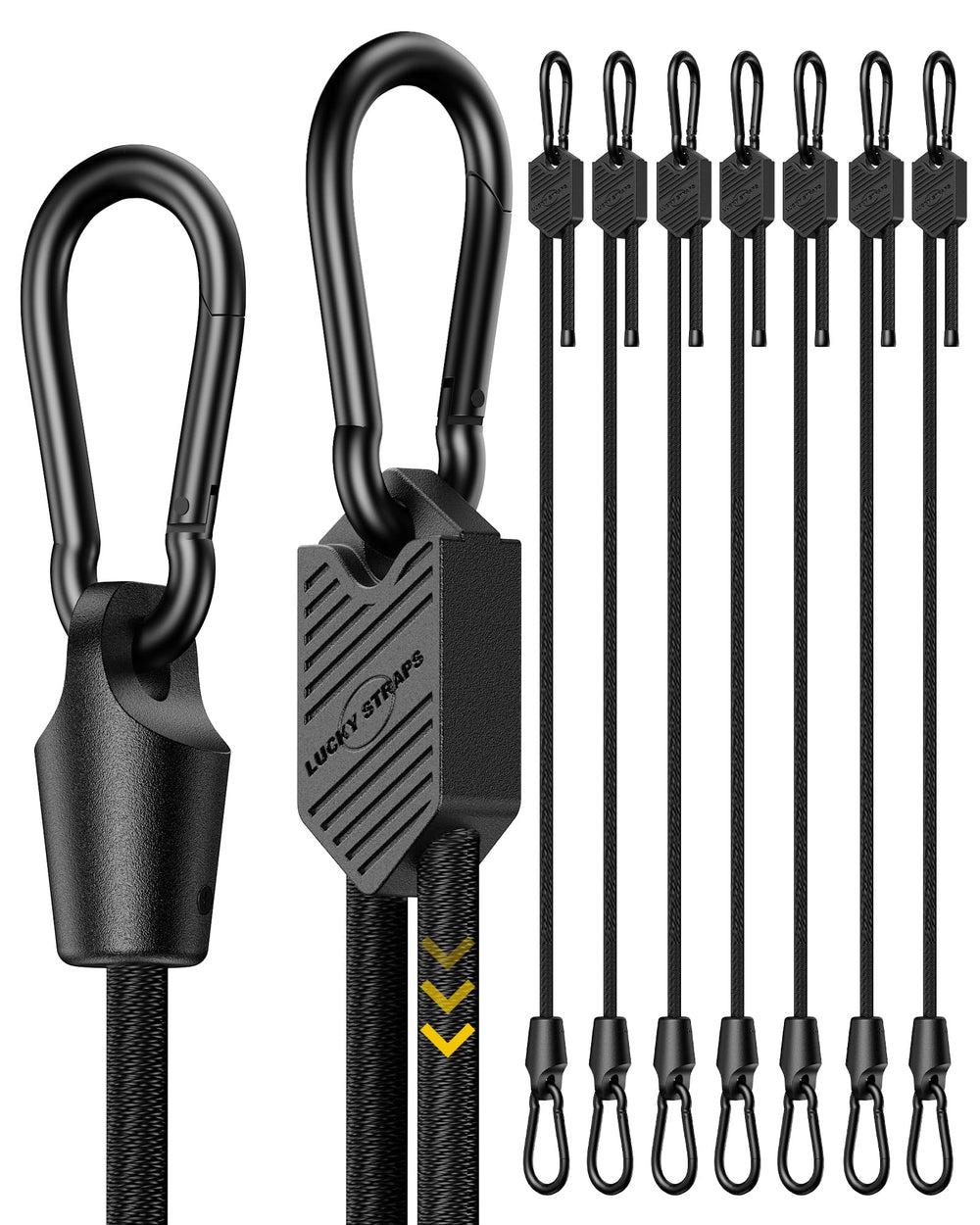 LuckyStraps pack frontal con ocho cuerdas 48" mostrando presentación y cantidad